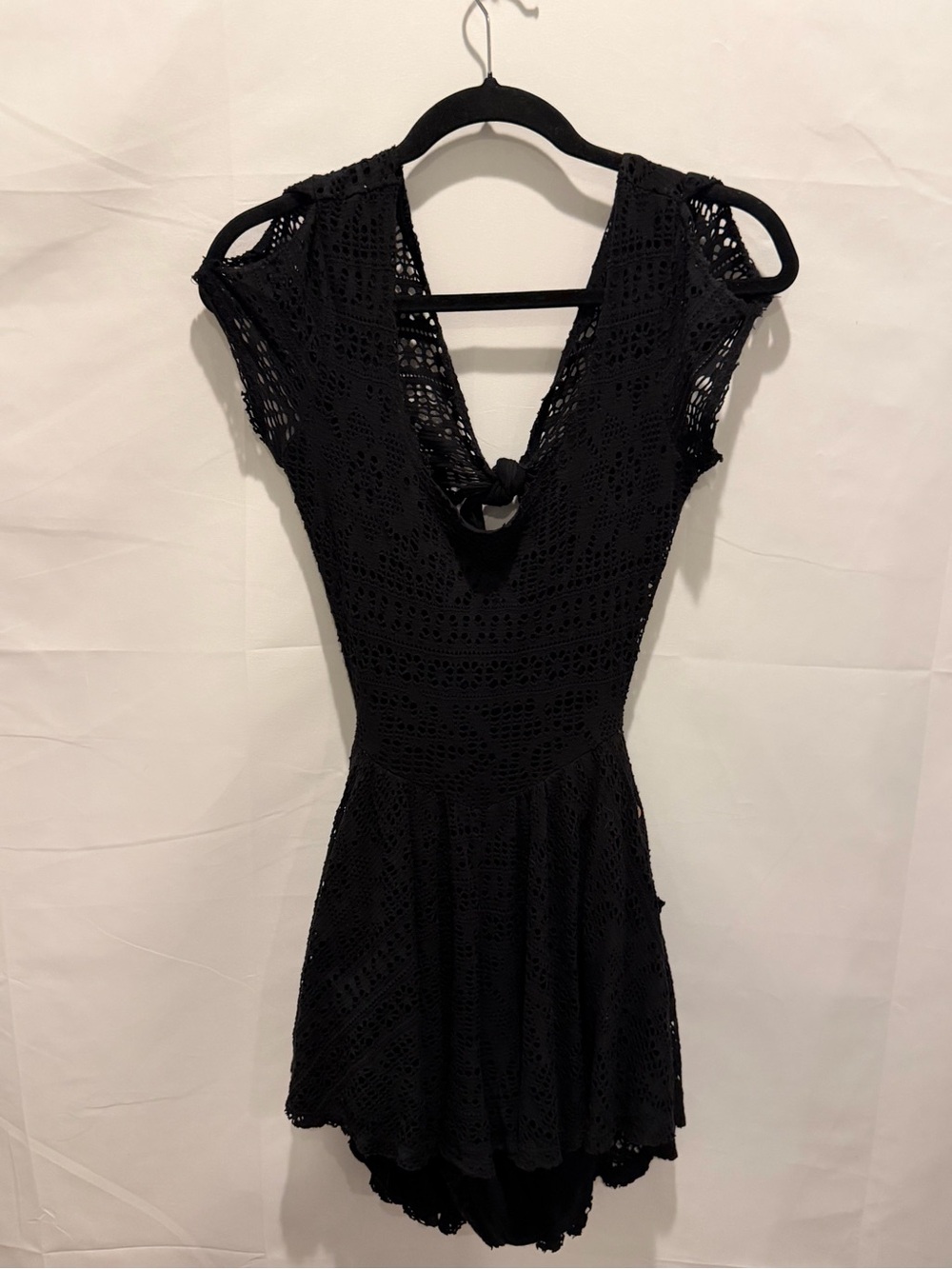 Free people beach Black lace romper with pockets. Size small.beach,summer,boho